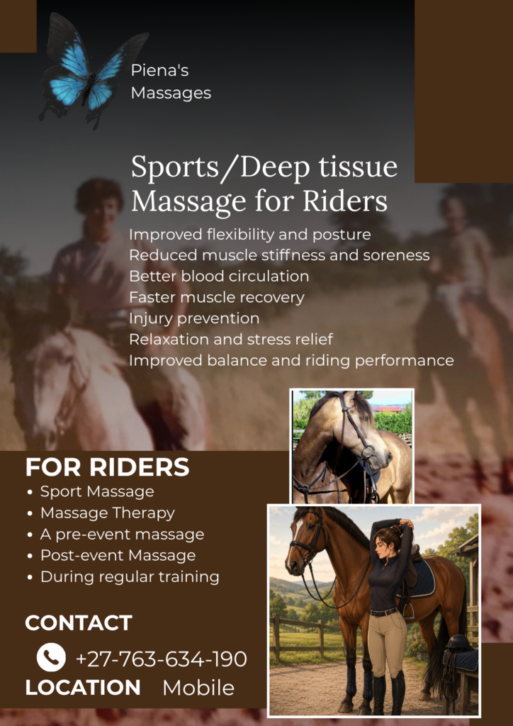 Massage service flyer for Piena's Massages